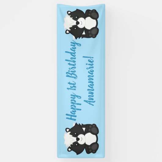 Skunk Birthday Party Blue Spandoek (Verticaal)