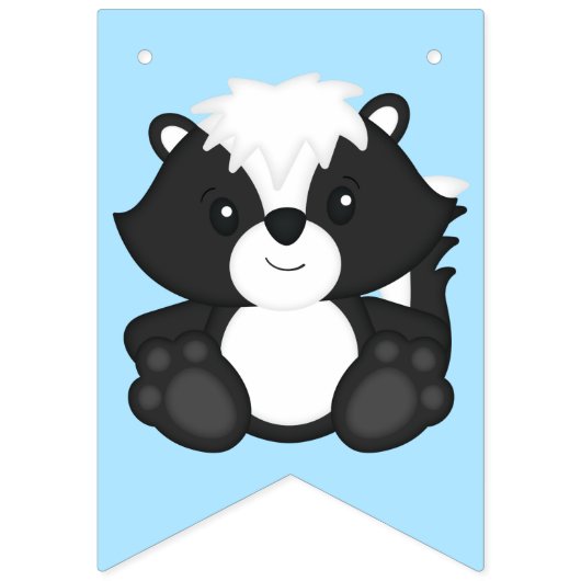 Skunk Birthday Party Blue Vlaggetjes (Eerste vlag)