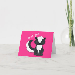 Skunk Birthday Party Kinder roze Kaart