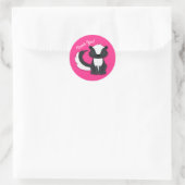 Skunk Birthday Party Kinder roze Ronde Sticker (Tas)