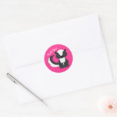 Skunk Birthday Party Kinder roze Ronde Sticker (Envelop)