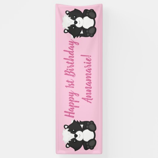 Skunk Birthday Party Pink Spandoek (Verticaal)