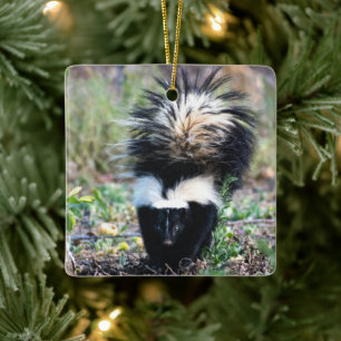 Skunk Black and White Keramisch Ornament