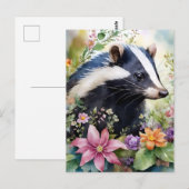 Skunk Bloemen Portret Kunst Briefkaart (Voorkant / Achterkant)