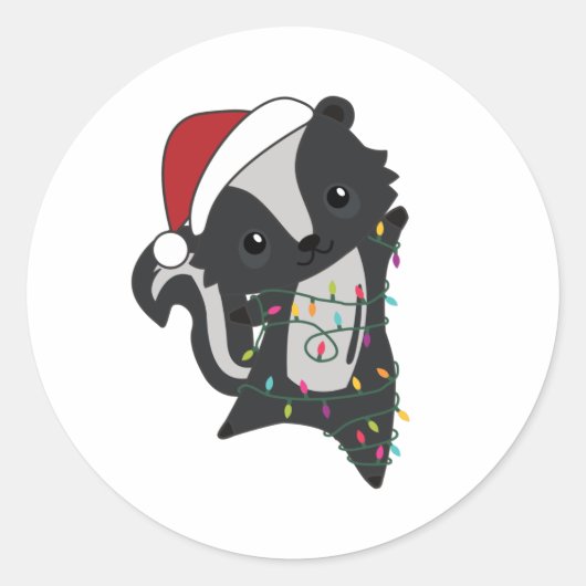 Skunk Christmas Skunks Winter Animals Ronde Sticker (Voorkant)