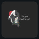 Skunk Christmas Skunks Winter Animals Vierkante Sticker<br><div class="desc">The skunk for Christmas with fairy lights. Funny animals with gifts and snow to the folidays. Also funny for Christmas in July. Stinkiers are sweet animals and perfect for Christmas.</div>