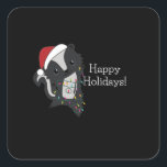 Skunk Christmas Skunks Winter Animals Vierkante Sticker<br><div class="desc">The skunk for Christmas with fairy lights. Funny animals with gifts and snow to the folidays. Also funny for Christmas in July. Stinkiers are sweet animals and perfect for Christmas.</div>
