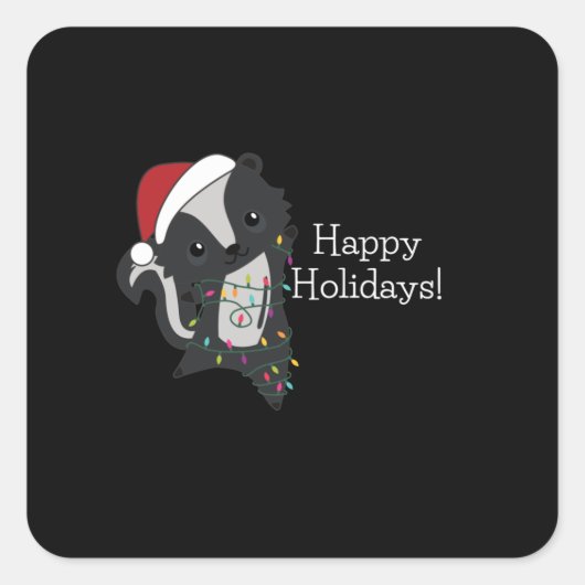 Skunk Christmas Skunks Winter Animals Vierkante Sticker (Voorkant)