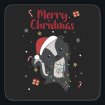 Skunk Christmas Skunks Winter Animals Vierkante Sticker<br><div class="desc">The skunk for Christmas with fairy lights. Funny animals with gifts and snow to the folidays. Also funny for Christmas in July. Stinkiers are sweet animals and perfect for Christmas.</div>