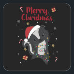 Skunk Christmas Skunks Winter Animals Vierkante Sticker<br><div class="desc">The skunk for Christmas with fairy lights. Funny animals with gifts and snow to the folidays. Also funny for Christmas in July. Stinkiers are sweet animals and perfect for Christmas.</div>