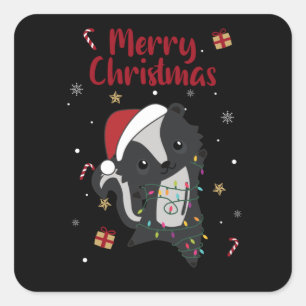 Skunk Christmas Skunks Winter Animals Vierkante Sticker