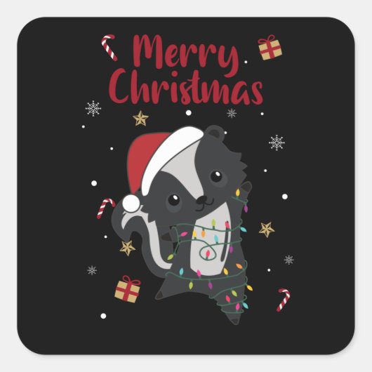 Skunk Christmas Skunks Winter Animals Vierkante Sticker (Voorkant)