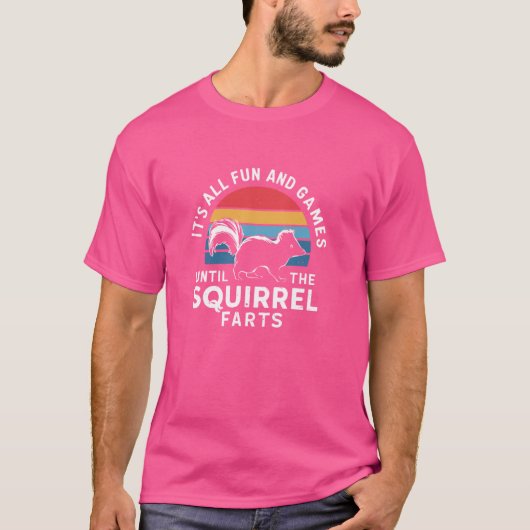 Skunk, eekhoorn scheet grap, grappige retro stinkd t-shirt (Voorkant)