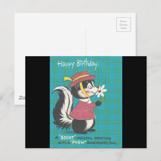  Skunk Happy Birthday Briefkaart (Voorkant / Achterkant)