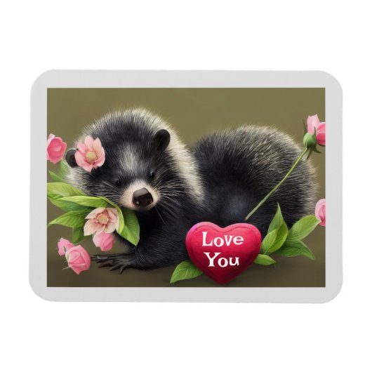 Skunk Hugging Flowers houdt van je Magnet Magneet (Horizontaal)