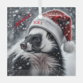 Skunk in Santa Hat Keramisch Ornament (Voorkant)