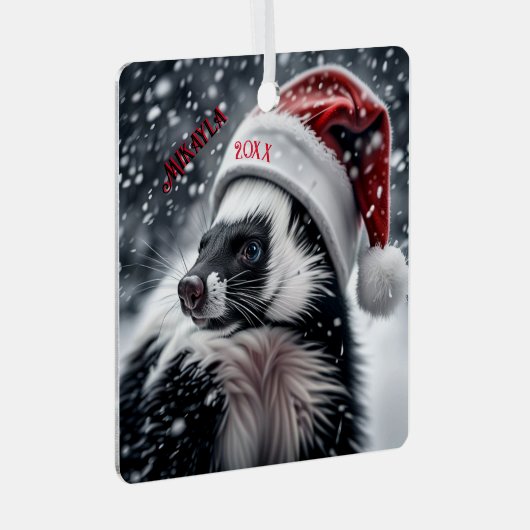 Skunk in Santa Hat Keramisch Ornament (Voorkant Rechts)