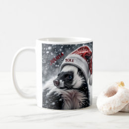 Skunk in Santa Hat Keramisch Ornament Koffiemok