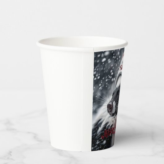 Skunk in Santa Hat Keramisch Ornament Papieren Bekers (Rechts)