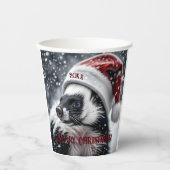 Skunk in Santa Hat Keramisch Ornament Papieren Bekers (Voorkant)