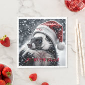 Skunk in Santa Hat Keramisch Ornament Servet (Insitu)
