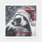 Skunk in Santa Hat Keramisch Ornament Servet (Voorkant)
