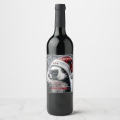 Skunk in Santa Hat Keramisch Ornament Wijn Etiket (Voorkant)