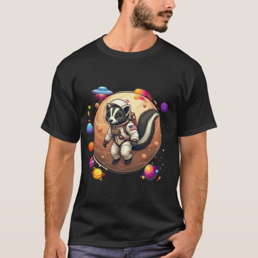 Skunk in Space: Alien Adventures - Adorable Cosmic T-shirt (Voorkant)
