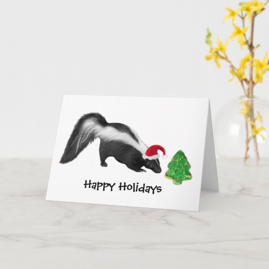 Skunk Kerst Kaart (Gele Bloem)