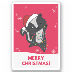Skunk kerststinkdieren Sticker winterdieren