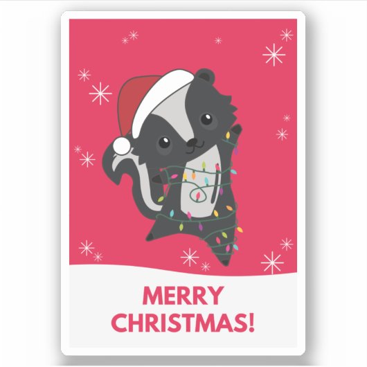 Skunk kerststinkdieren Sticker winterdieren (Voorkant)