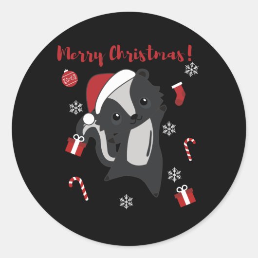 Skunk-kerststinkdieren winterdieren ronde sticker (Voorkant)