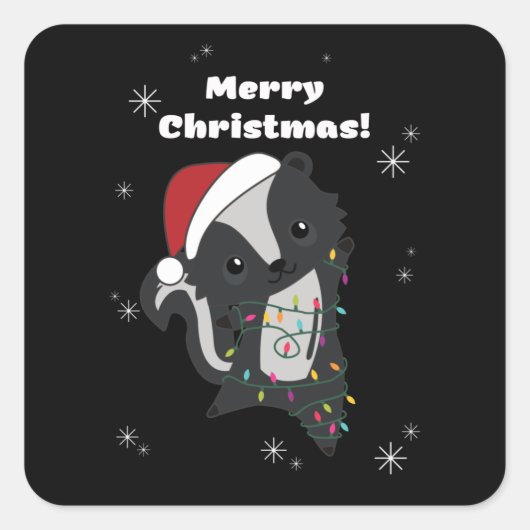 Skunk-kerststinkdieren winterdieren vierkante sticker (Voorkant)