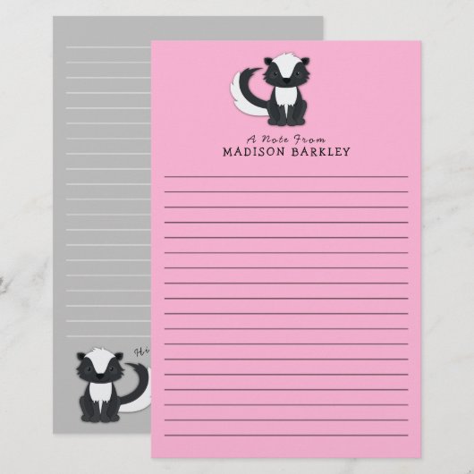 Skunk Kind Cute Woodland Animal Briefpapier (Voorkant / Achterkant)