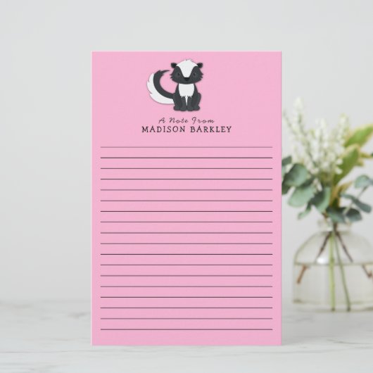 Skunk Kind Cute Woodland Animal Briefpapier (Staand voorkant)