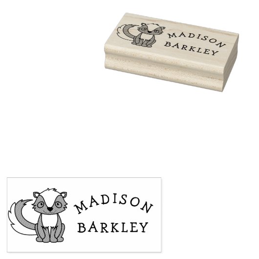 Skunk Kind Leuke bosdieren Naam Rubberstempel (Gestempeld)