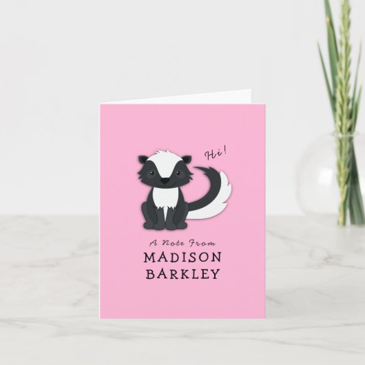 Skunk Kind Schattige Woodland Dier Briefpapier Kaa Notitiekaartje (Voorkant)