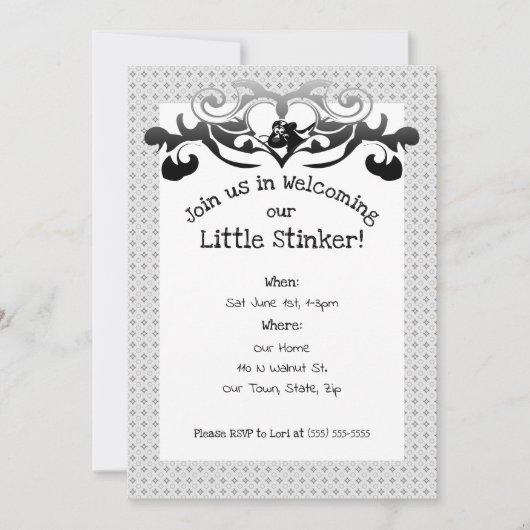 Skunk Little Stinker Baby shower Kaart (Voorkant)
