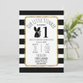 Skunk Little Stinker Pompom Stripes Birthday Party Kaart (Staand voorkant)