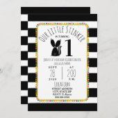 Skunk Little Stinker Pompom Stripes Birthday Party Kaart (Voorkant / Achterkant)