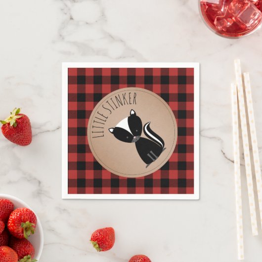 Skunk Lumberjack Plaid Baby showers servetten (Insitu)
