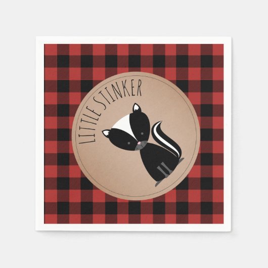 Skunk Lumberjack Plaid Baby showers servetten (Voorkant)
