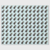 Skunk op slee stinkende kerst sleeën Cartoon Cadeaupapier (Vlak)