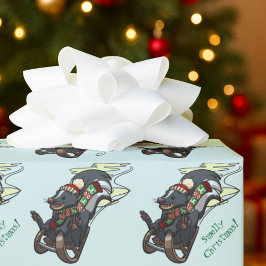 Skunk op slee stinkende kerst sleeën Cartoon Cadeaupapier