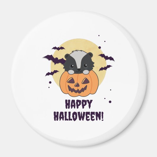 Skunk Pumpkin Cute Skunks Happy Halloween Magneet (Voorkant)