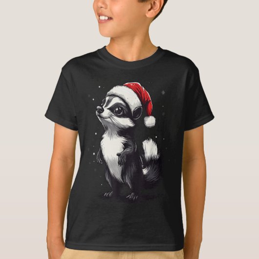 Skunk Santa Hat Funny Xmas Skunk Lovers Christmas T-shirt (Voorkant)