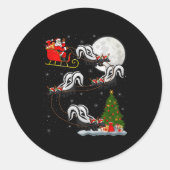 Skunk Santa Sleigh Flying Funny Magical Christmas  Ronde Sticker (Voorkant)