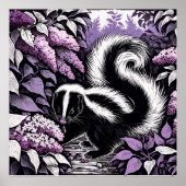 Skunk Skunks en Lila Struik Paarse Poster (Voorkant)