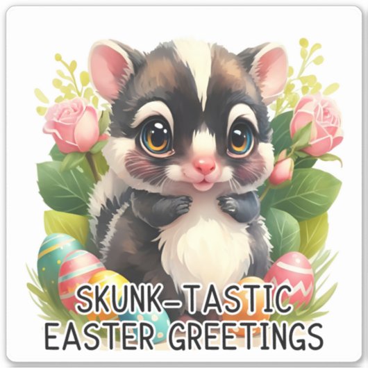 Skunk-tastic Pasen Groeten - Pasen Sticker (Voorkant)
