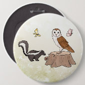 Skunk und Eule  Ronde Button 6,0 Cm (Voorkant /achterkant)